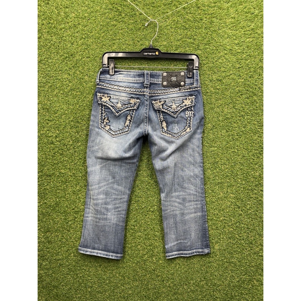 Miss Me Jeans Womens 26 Capri Flap Pocket Distressed Embellished Y2K